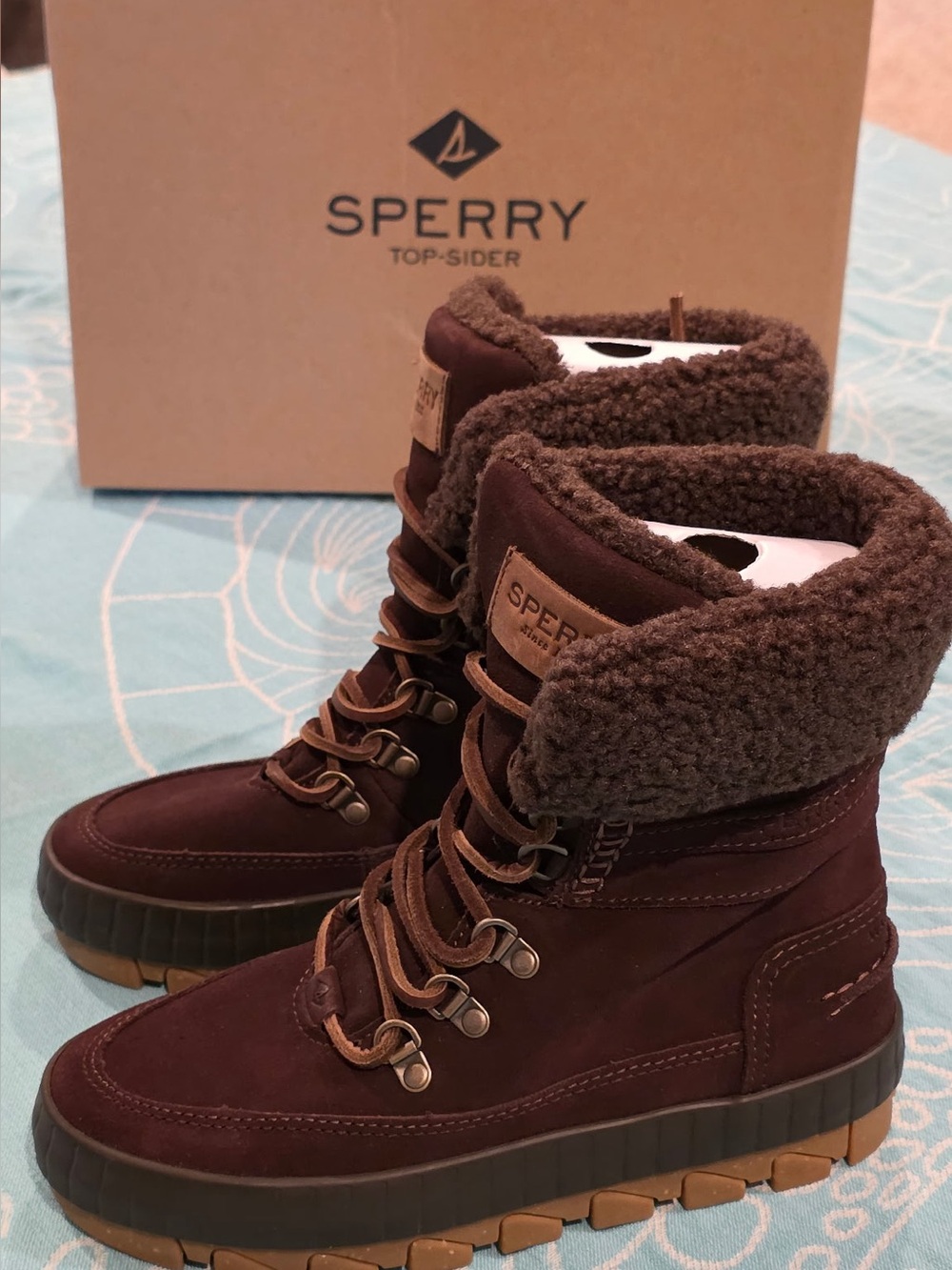 Sperry Women's Torrent Dark Brown Lace Up Winter Boots STS87756 Size 6